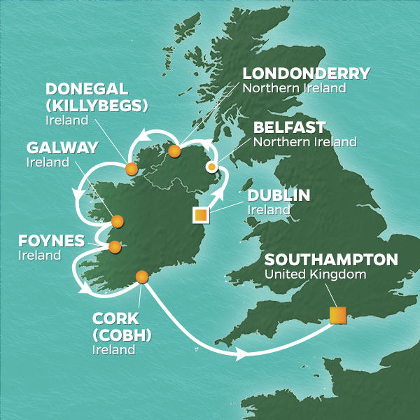 PerryGolf 2021 Irish Links Golf Cruise Map